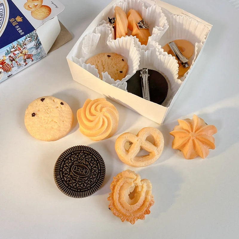 Korea Fashion Hairpin Funny Hair Accessories Cute Cookie Simulation Food Hair Clips