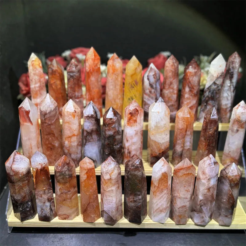 Natural Wholesale Price Crystal  Tower Red Fire Quartz  Point   for Healing