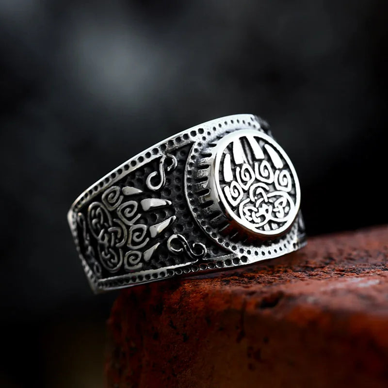 SS8-1122R 2023 Updated Design Stainless Steel Viking Bear Paw Ring Slavic Warding Veles for Men Creativity Gift Wholesale