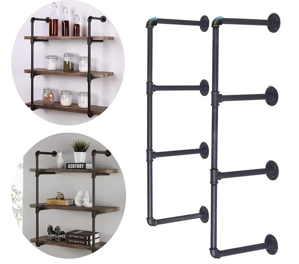 99*30cm DIY Industrial Pipe Shelf Kit Hanging Bookshelf for Wall Open Pipe Shelving Black Without Wood Board