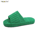 Super Comfortable Thick Sole Summer Winter Thermal Outdoor Warm Anti-Slip Fashion Green Terry Towel Velvet Cross-border Platform