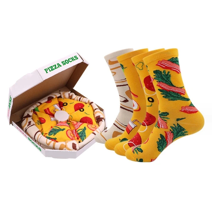WUYANG Wholesale Funny Happy Customized Pizza Socks for Adult Boxes Socks Vegetable Drink Tomato Food Funny Socks Fast Delivery