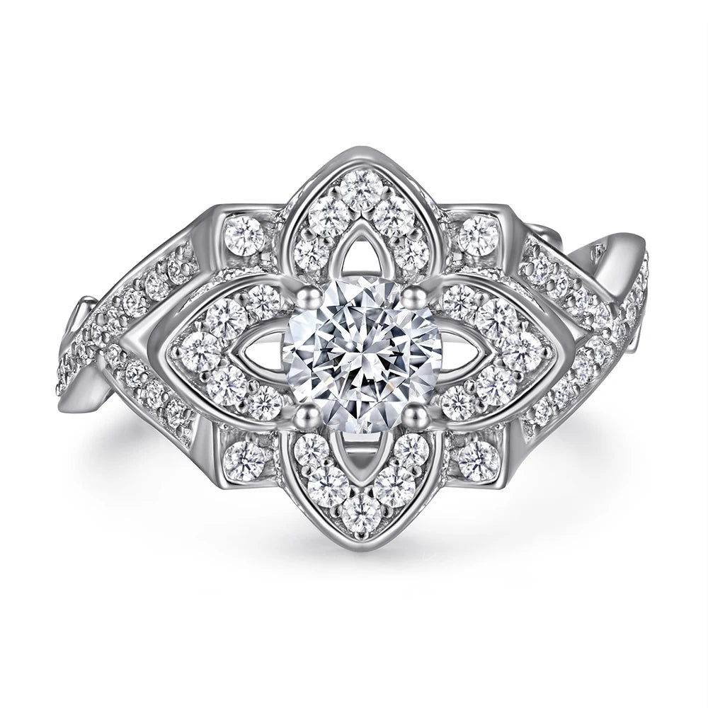 Rings Women Real Silver Jewelry White Gold Plated Claw Setting 925 Sterling Silver Proposal Wedding Rings