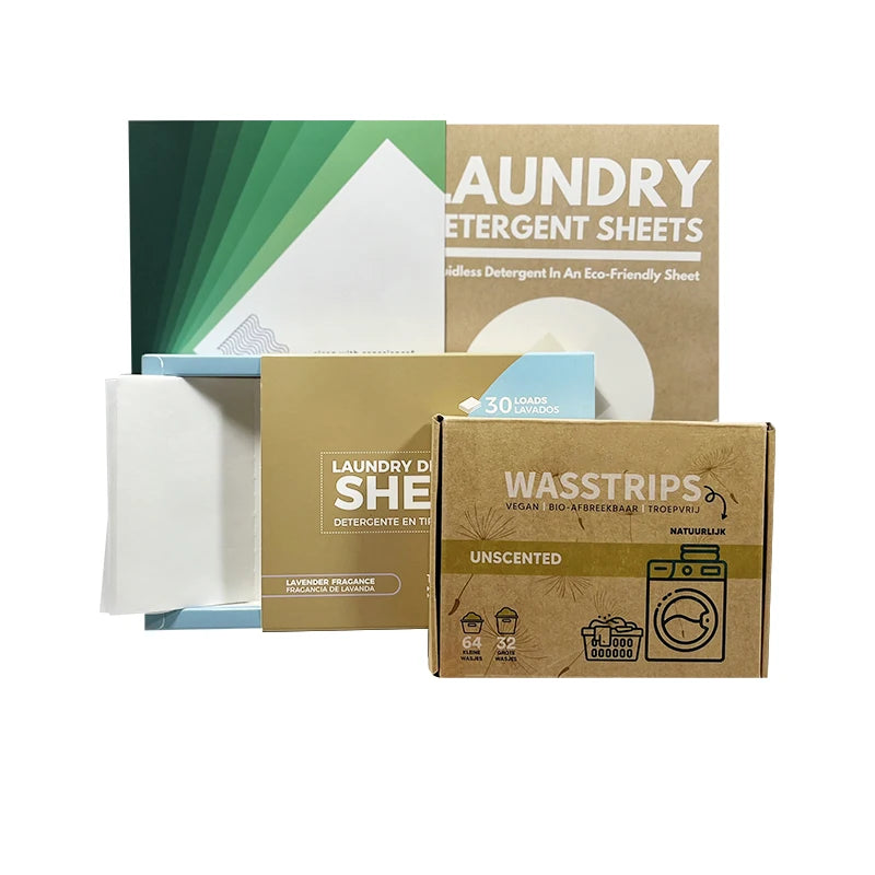 OEM/ODM Private Label Eco Friendly Natural Solid Detergent Sheets Biodegradable Washer Soap Strips for Apparel