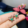 2023 Trendy Colorful 925 Sterling Silver Natural Emerald Earrings Gold Plated Hot Popular Fashion for Women for Party or Gift