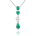 C8319 Customize Latest Design Gemstone Pendant Sterling Silver Green Agate Gemstone Fresh-Water Pearl Jewelry Pendant