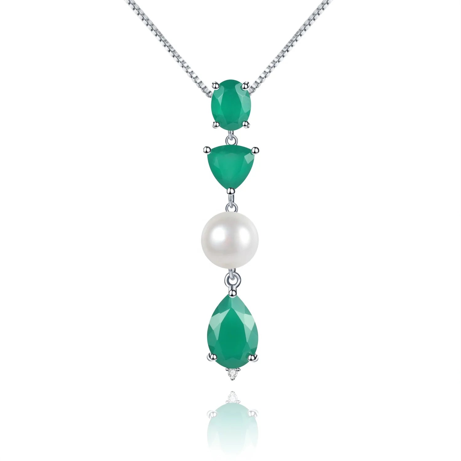 C8319 Customize Latest Design Gemstone Pendant Sterling Silver Green Agate Gemstone Fresh-Water Pearl Jewelry Pendant