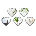 Jinn Home 5 PCS Modern Black Plastic Heart Wall Mirror Set Glass Decor for Bathroom Bedroom Living Room