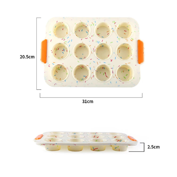 Wholesale Nonstick 12 Cup Cupcake Baking Pan Reusable Soft Muffin Cup Cake Tool Food Grade Silicone Cake Mold for Baking Cooking