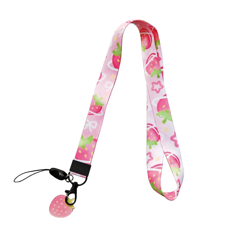 Wholesale Custom Sublimation Printing Personalized Polyester Lanyard with Cartoon Fruits Pendants