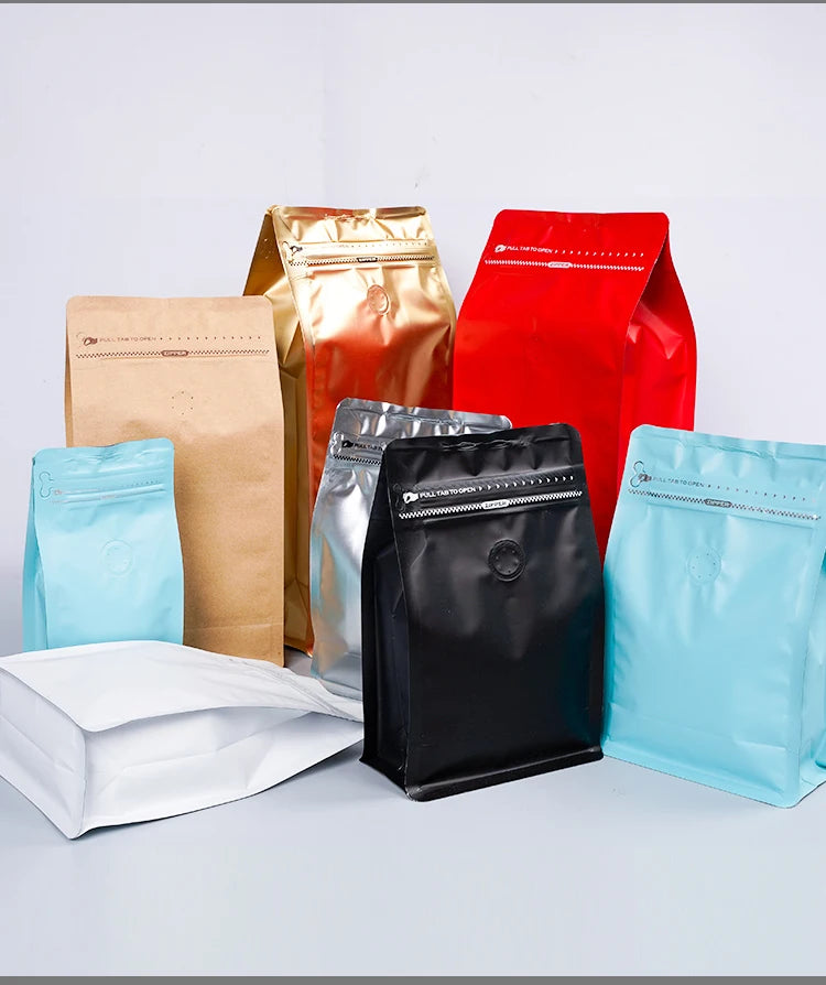 Zipper Stand up for Pouch Standing Bags With Valve Food Storage Pouches / 3 Side Seal Tea Zip Lock Standard Coffee Bag