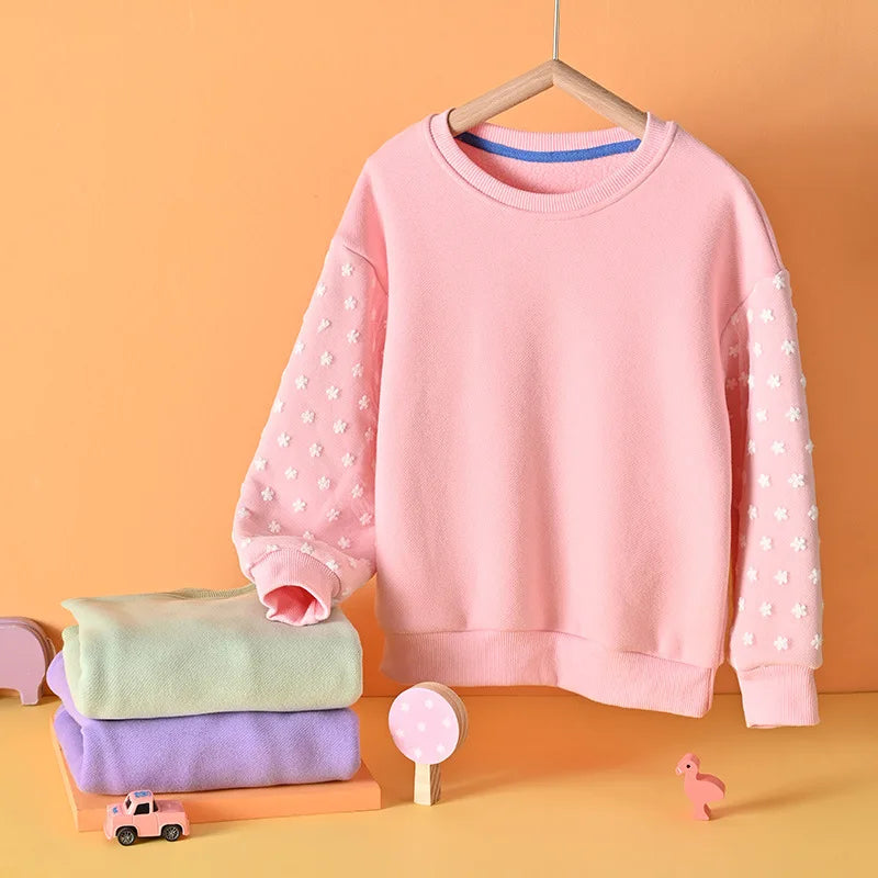 100% Cotton Girls Sweatshirts Fleece Lined Hoodies Winter Tops for Girls Fashion Accessories