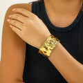 SHIXIN Punk Heavy Metal Big Chunky Wide Cuff Open Arm Bangles Women Ethnic Adjustable Wrist Hand Bracelet Grunge Jewelry Punk
