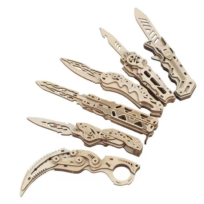 2026 Hot Sale 3d Wooden Knife Model DIY Assembly Saber Puzzles Toy for Kids