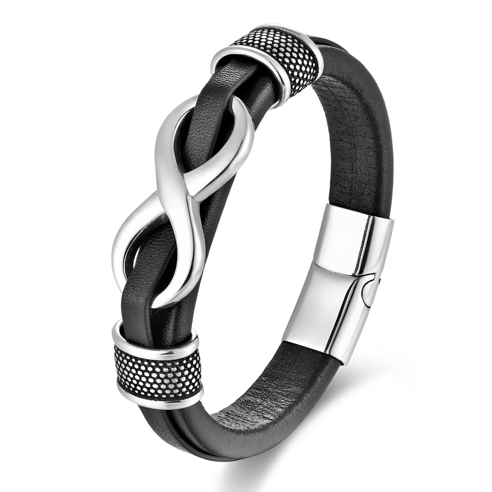 Vintage Personalized Stainless Steel Braided Bracelet Men's Fashion Jewellery Gift Genuine Leather Trendy Vintage Style Bangles