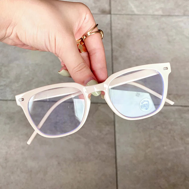 QA6199 Custom Logo Vintage Designer Block Blue Light Glasses Square Anti-blue Protect Eyeglasses Women