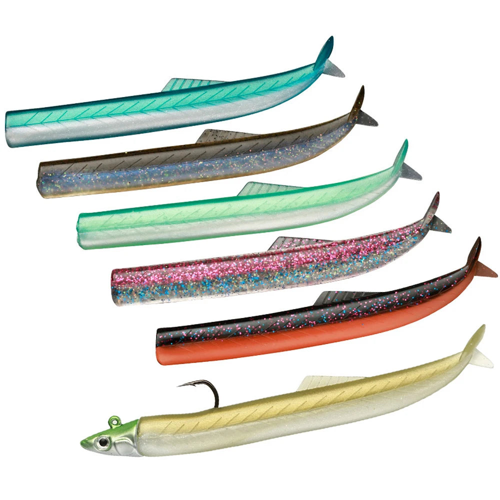 Simulated Eel Fishing Silicone Bass Hooked Leurre De Pesca Black Bass Crazy Minnow  Lead Head Soft Body Fishing Lure