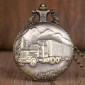 Antique Skeleton Pocket Watches Men Women Fashion Quartz Clock Bronze Train Design Alloy Pocket Watch With Chain Necklace