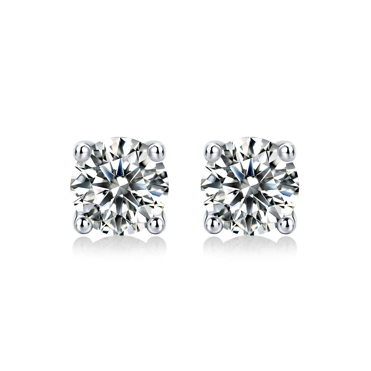 0.5 Carat Round Moissanite Earrings Stud Simple Design 18K Gold Rhodium Plated Fashion Jewelry with Luxury Touch