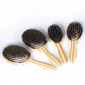Boar Bristle Hair Brush for Women Eco-friendly Paddle Brush Natural Boar Bristle Cushioned Hair Detangler Massage Hair Brush