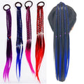 Wholesale Colorful Gradient Ponytails for Kids 15inch 4 Strand Hair Braids Accessories With Rubber Band Girls Hair Extensions
