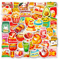50PCS Cute Cartoon Food Drink Bread Dessert Snack Stickers