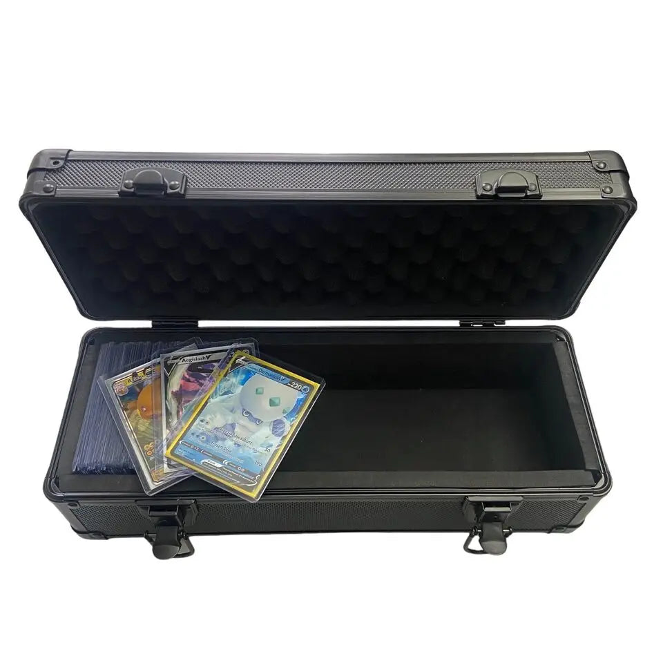 Toploader Trading Card Storage Box Case Aluminum Alloy Long Card Case With Customized Foam Inside