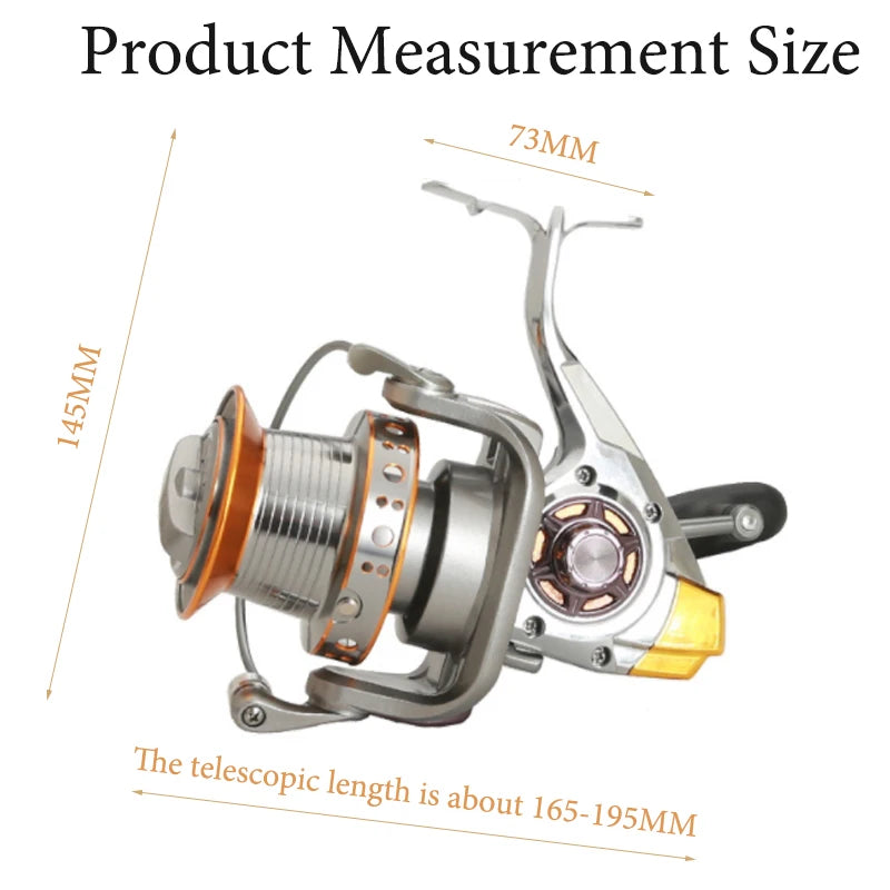 JSFUN New Fishing Reel Max Drag 30KG Right/left Inter-Changeable Handle Spinning Reel Gear No-gap High Speed Fishing Reel
