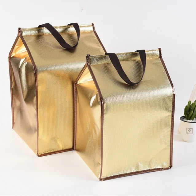 Non-woven Pearl Cotton Aluminum Foil Thermal Insulation Bag with Logo Pattern Cake Takeout Insulation Package