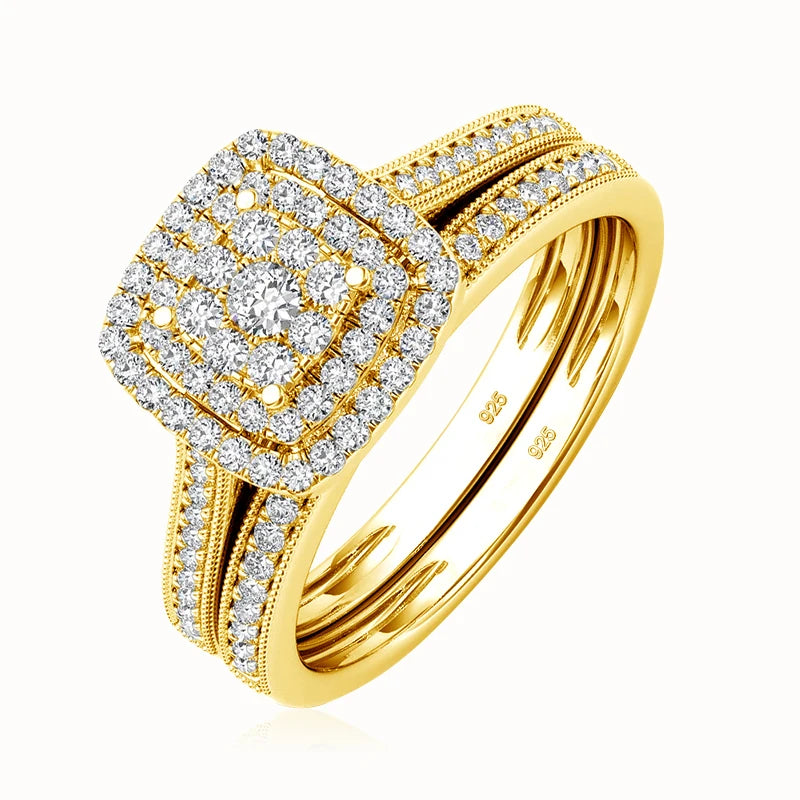 Fine Jewelry Engagement Moissanite Diamond Women Luxury Silver 925 Wedding Rings Couple Set