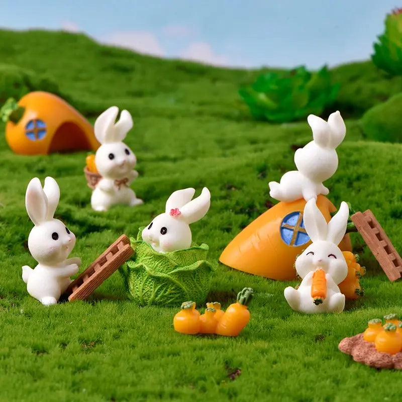 Cute Animal Garden Paradise 3d Miniature Rabbit Carrot House Design Resin Cabochon Craft for Diy Decoration
