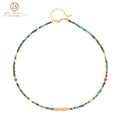 New Niche Design Blue Natural Stone Beaded Jewelry Green Turquoise 18-karat Gold Necklace for Women