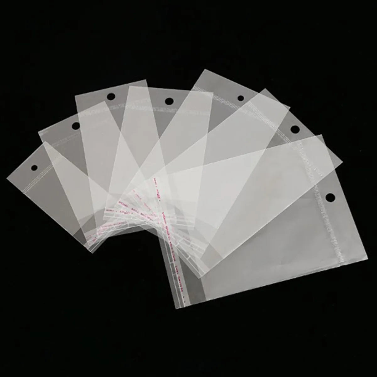 100pcs Various Transparent Self Adhesive Seal Plastic Bags OPP Bag Hang Hole Storage Jewelry Package Sticker Bag