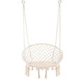 Woqi Outdoor White Round Shape Hammock Chair for Garden Porch Deck Yard