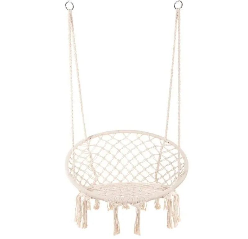 Woqi Outdoor White Round Shape Hammock Chair for Garden Porch Deck Yard