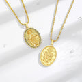 Merryshine Unisex Religious Protector Jewelry Gold Virgin Mary Pendant Medalla Amulet for Men Women Unisex Religious Charms