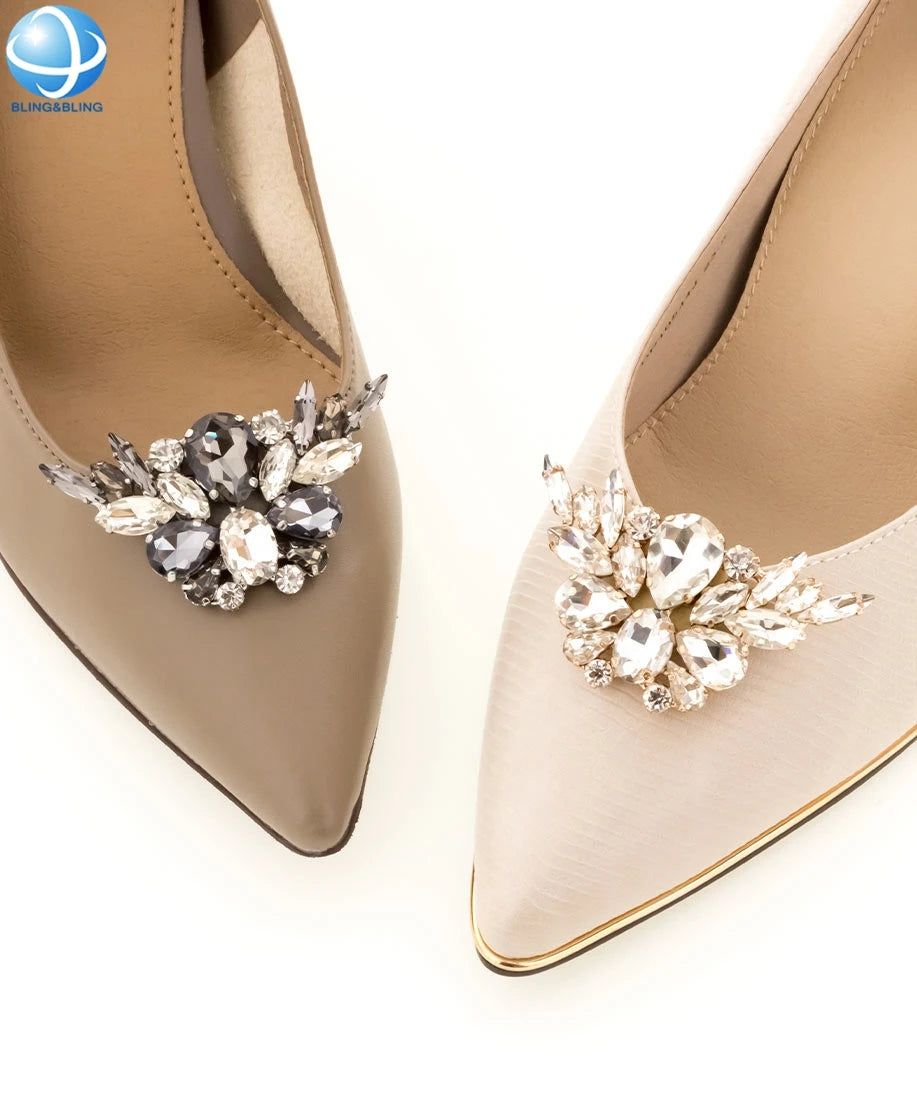 Custom Rhinestone Metal Strass Diamond Butterfly Shoe Brooch Decoration Clip