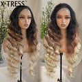 X-TRESS Synthetic 6*13 Front Lace Wig Highlight Body Loose Wave Wig Deep Glueless Synthetic Wig for Black Women