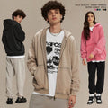 SHINBENE 450GSM Retro Acid Washed Zip up Unisex Hoodies Heavyweight Cotton Vintage Hooded Jacket Streetwear