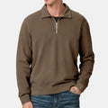 Men's Fall Simple Trend Mokneck Sweatshirt Textured Wool Quarter Zip Long Sleeve Lapel Sweater Custom Top Color