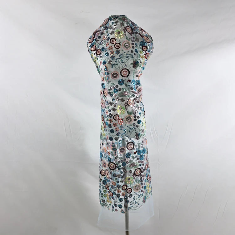 Crystal Wholesale Price Sequin Embroidery Lace Fabric High Quality Wedding Embroidery Sequin Lace Fabric