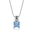Drop Shopping Wholesale Sale Sky Blue Square Shaped Pendant Emerald Stone Crystal Square Shaped Necklace