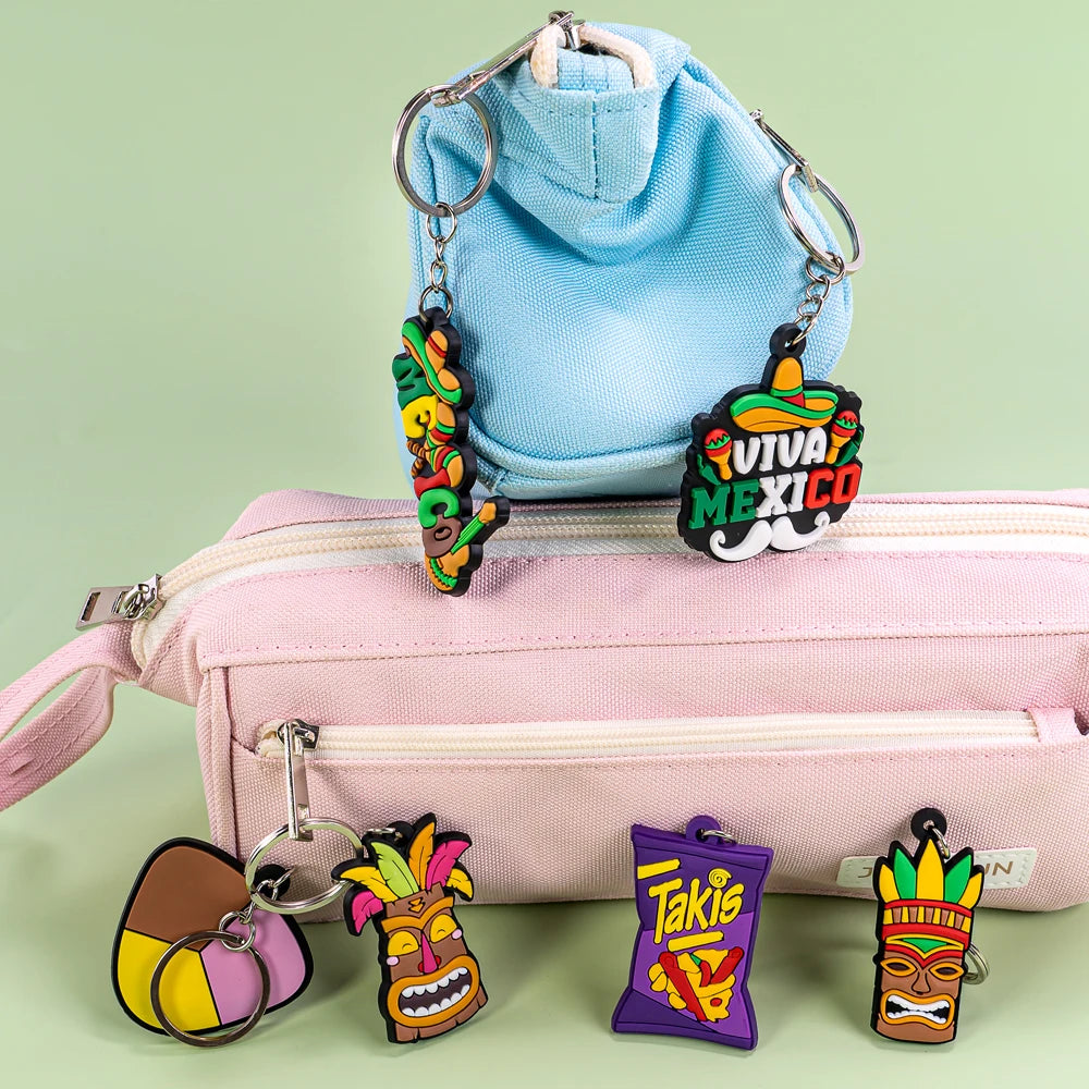 High Quality PVC Cartoon Mexican Food Keychain Custom Nachos & Burrito Design Eco-Friendly Durable Camera & Keycap Accessories