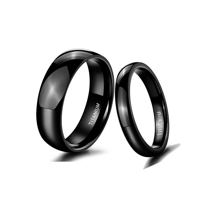 POYA Wholesale Titanium Jewelry Rings 2/4/6/8mm Black Simple Matching Wedding Band for Men Women