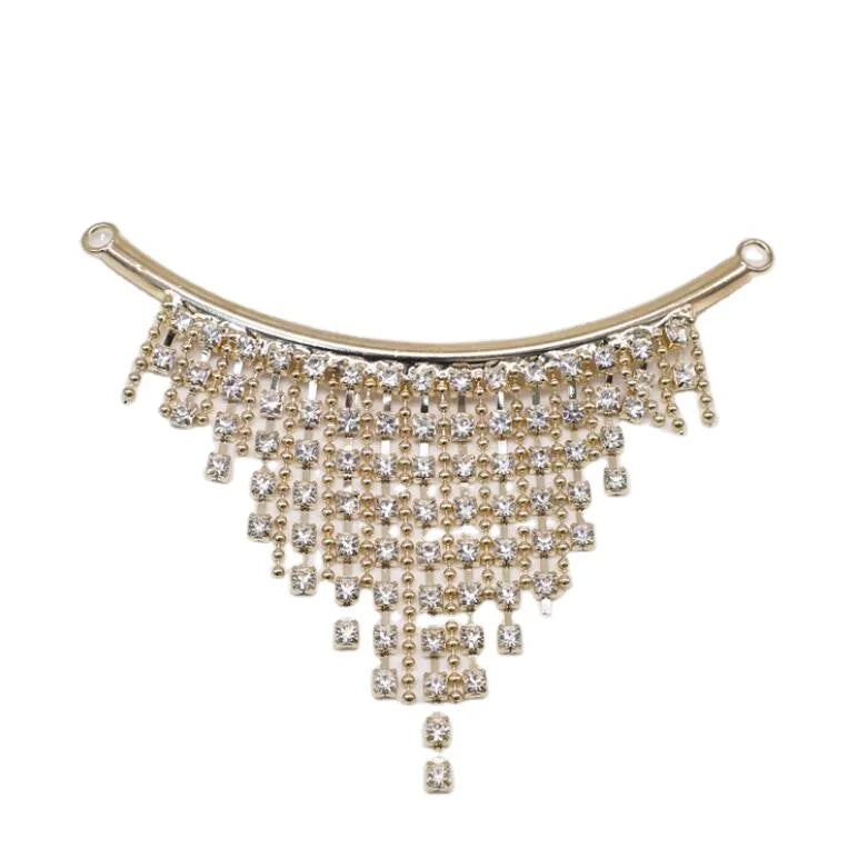 Factory Direct Eco-Friendly Flower Sew-On Golden Rhinestone Tassel Fringe Trim for Garment Use
