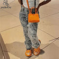 Jeans Tassel Pants Women 2024 Casual High Waist Design Denim Blue Fashion Baggy Design Trousers Pants