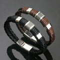 Braided Cowhide Magnetic Buckle Bracelet Men Double Leather Custom Bracelet