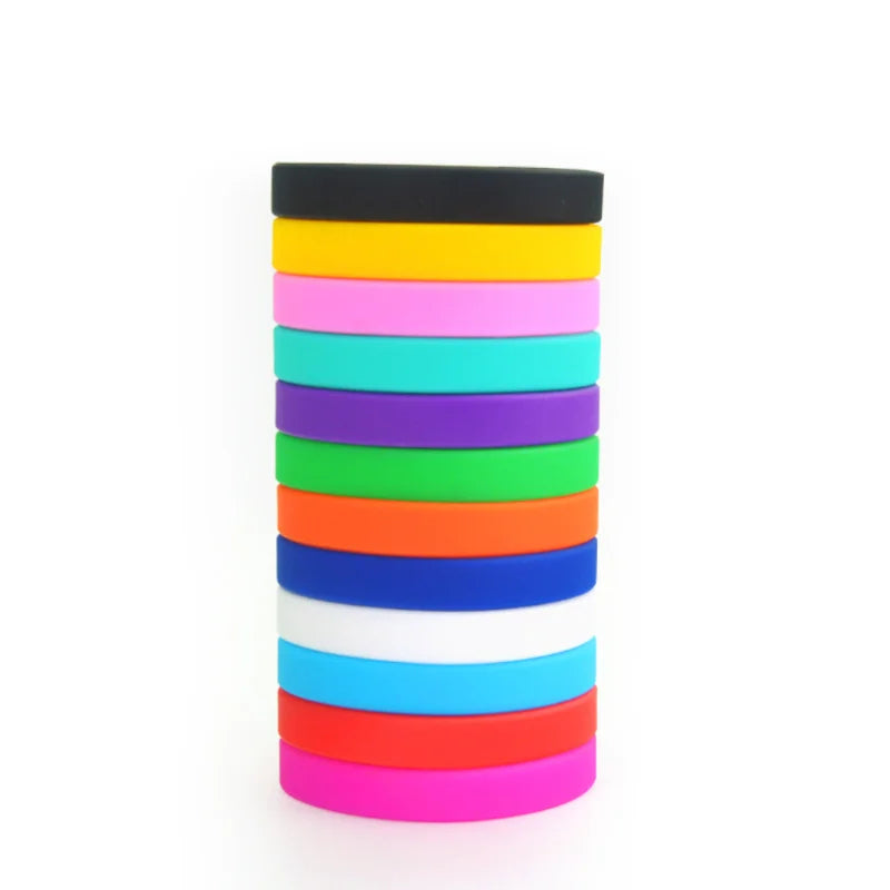 Multi Color Silicone Wristband Rubber Bracelet Customized Logo OEM Bulk Order Event Giveaway Daily Wear