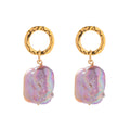 Vintage Natural AB Pink Pearl Baroque Style 18K Gold Copper Stud Earrings Women Earrings Jewelry Gift