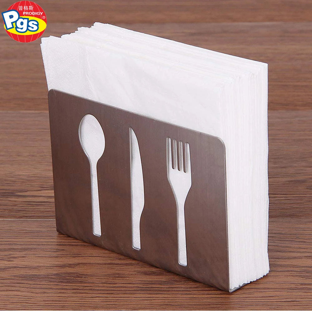 Prodigy Classic Metal Napkin Holder for Home Kitchen Use Stainless Steel Tissue Storage